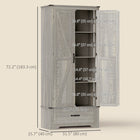 HOMCOM - Armoire de garde-manger style ferme - gris clair vieilli-Les étagères réglables s'adaptent à différentes hauteurs d'objets 