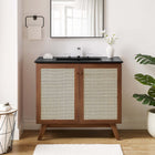 Modway - Soma 36" Vanette de salle de bain - Noir noyer-Poignées de porte en métal