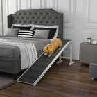 PawHut - Rampe pour animaux, marches de lit pour chien avec tapis antidérapant, 74 po L x 16 po l x 25 po H - blanc-Sert également de belle décoration pour votre pièce 
