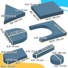 Qaba - Ensemble de construction de fort modulaire pour enfants, canapé de jeu, 12 pièces - Bleu-La mousse 28D douce et à haute élasticité assure confort et sécurité 