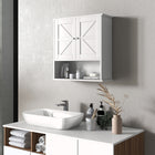 kleankin - Armoire murale de salle de bain style ferme - blanc-Comprend une armoire avec porte et une étagère ouverte pour ranger et exposer les objets essentiels du quotidien