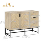 HOMCOM - Buffet 46,1 po L avec 3 tiroirs - chêne-Convient pour la salle à manger, la cuisine, le salon ou tout autre espace restreint nécessitant plus de rangement 