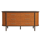 Modway - Coralie Courbe à 6 tiroirs Cuir végane Commode ovale, Noyer Tan-Assemblée requise