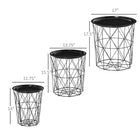 HOMCOM - Tables d’appoint gigognes avec rangement et plateau - noir - Paquet de 3-Structure métallique croisée pour plus de beauté et de stabilité