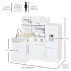Qaba - Cuisine pour enfants avec micro-ondes et réfrigérateur - blanc-Conception simulée avec des éléments fonctionnels comme un évier, une armoire et un distributeur d'eau électronique 