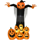 HOMCOM - Géant Gonflable d'Halloween 9FT Citrouille Fantôme pour Jardin Pelouse - Orange-Le fantôme citrouille avec des citrouilles apporte un affichage d'Halloween cohérent 