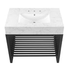 Modway - Gridiron 36" Vanette de salle de bain - Blanc Noir-Évier en marbre artificiel