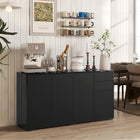 HOMCOM - Buffet latéral à haute brillance 55,1 po L avec 2 tiroirs - noir-Comprend 2 tiroirs, 3 placards et un plateau supérieur plat 