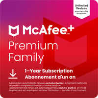 McAfee+ Premium Family logiciel antivirus pour (illimité d’appareils)(Windows/Mac/Android/iOS/ChromeOS) - abonnement d'un an avec renouvellement automatique [téléchargement]-Avec un seul abonnement, vous protégez toute la famille et tous les appareils de votre foyer.