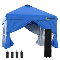 Outsunny - Tente auvent pliante 10 pi l x 10 pi L - Abri soleil instantané - Bleu-Tente de fête 10 po x 10 po avec 4 parois amovibles, idéale pour une utilisation lors d'événements en plein air