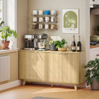 HOMCOM - Buffet moderne 55,1 po L avec rangement - bois naturel-Cinq pieds en bois massif avec patins réglables assurent la stabilité 