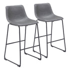 Zuo - Smart Tabouret de bar - Charbon - Ensemble de 2-Design ergonomique