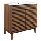 Modway - Render 30" Armoire à coiffeuse de salle de bain - Blanc noyer-Style moderne du milieu du siècle
