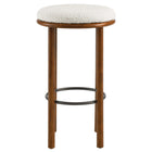 Modway - Fable Tissu Boucle Tabourets de bar - Ivoire de noyer - Ensemble de 2-Glissements au pied sans marquer