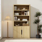 Manhattan Comfort - Rivington bibliothèque moderne à 4 étagères avec armoire 40" - Chêne naturel-Quatre étagères ouvertes spacieuses offrent un généreux espace de rangement pour des livres, des objets décoratifs ou des paniers