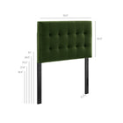 Modway - Lily Cuir végane Tête de lit taille jumelle, Vert mousse-Touffage de boutons