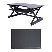Rocelco – Plateforme pour bureau assis/debout, hauteur réglable, EADR+MAFM avec tapis anti-fatigue moyen, noir (EADRMAFM)-GRANDE SURFACE DE TRAVAIL : Largeur de 32 po à capacité de jusqu'à deux moniteurs de 24 po ou un moniteur de 32 po