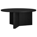 Hudson&Canal - Table basse ronde Anders de 91 cm de largeur, , grain noir-Le plateau de table a une capacité de poids de 65 lb