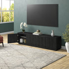 Hudson&Canal - Meuble TV Hanson pour téléviseurs jusqu'à 85 pouces - Grain noir-Dimensions du produit : 15,5" L x 78,5" l x 20" H