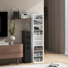 HOMCOM - Armoire de rangement multimédia à 9 niveaux - 55.1 po H - blanc-Le cadre en panneau de particules de qualité assure un soutien robuste