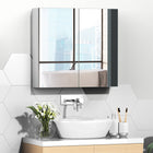 Kleankin - Armoire avec miroir, portes et étagère - blanc-Fabriqué en métal peint, durable et facile à nettoyer   