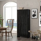 HOMCOM - Armoire de cuisine autoportante et buffet 72 po - noir-Quatre portes magnétiques sont faciles à ouvrir et à fermer 