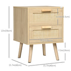 HOMCOM - Table de chevet design boho - naturel - ensemble de 2-Design bohème pour un style exotique 