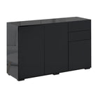 HOMCOM - Buffet sideboard haute brillance 46,1 po L avec 2 tiroirs - noir-Idéal pour ranger la vaisselle, les verres, les tasses, les livres et plus encore 