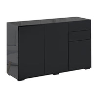 HOMCOM - Buffet sideboard haute brillance 46,1 po L avec 2 tiroirs - noir-Idéal pour ranger la vaisselle, les verres, les tasses, les livres et plus encore 