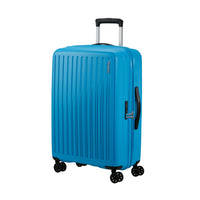 American Tourister - 23 po Rejoy Spinner Moyen - bleu azur-Fabriqué à 100 % en polypropylène, offrant une durabilité extrême avec une texture qui réduit la visibilité des égratignures