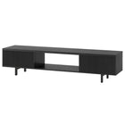 Hudson&Canal - Meuble TV Lucien pour téléviseurs jusqu'à 78" - Grain noir-Le dessus a une capacité de poids de 75 lb, les armoires peuvent supporter 50 lb chacune