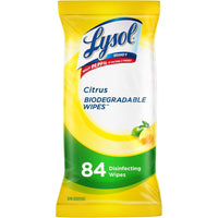 Lysol - Lingettes désinfectantes biodégradables - Agrumes - Paquet de 84-Éliminent 99,9% des virus et bactéries