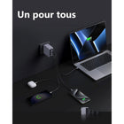 UGREEN - Chargeur Nexode Pro 160 W 4 ports GaN USB-C/USB-A-Technologie de puce GaNInfinity : Propulsé par la toute dernière technologie GaN, le Nexode Pro permet une recharge plus rapide et plus efficace avec une génération de chaleur réduite, le tout dans un design compact et léger.