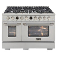 Kucht - 48 po Série KXP Cuisinière double énergie Gaz naturel - Acier inoxydable-Nouveau thermostat numérique à cadran Horus de Kucht