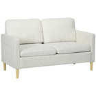 HOMCOM - Canapé 2 places 56 po pour chambre avec poches latérales - blanc crème-Le tissu respirant à l’aspect lin résiste aux plis et à la déformation 