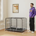 PawHut - Cage pour chien robuste, grande cage pour chien avec roulettes et plateau-L’intérieur spacieux offre aux grands chiens beaucoup d’espace pour se tenir debout, se retourner et se détendre confortablement 
