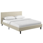 Modway - Anya Tissu Lit plein, Beige-Rembourré dans un tissu polyester
