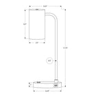 Monarch Specialties - Luminaire - 18 po H Lampe De Table - Port Usb Inclus - Métal Gris - Abat-Jour Gris - Moderne-Munie d'un cordon transparent de 6 pieds, cette lampe polyvalente et compacte peut accueillir une ampoule de 25 W/120 volts (non incluse) et se place facilement sur un bureau, une table d'appoint ou une table de chevet pour éclairer les endroits sombres