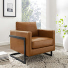 Modway - Posse Cuir végane Chaise d’accent - Black Tan-Rembourrage en cuir végane