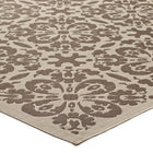 Modway - Ariana Treillis floraux vintage à l’intérieur et à l’extérieur Tapis de 5 pi l x 8 pi L - Beige clair et beige foncé-Résistant aux taches / Facile à nettoyer