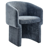 Modway - Verity Barrel Back Chenille Fauteuil à manger - Bleu ardoise-Chaise à salle à manger à dossier en tonneau