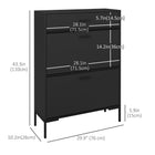 HOMCOM - Organisateur de rangement à chaussures moderne avec portes rabattables - noir-L’étagère intérieure est réglable sur 2 niveaux pour s’adapter à des chaussures de différentes hauteurs