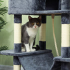 PawHut - grand arbre à chat 81 po avec poteaux à griffer, condos, lits - gris foncé-Les matériaux en sisal protègent les meubles en redirigeant les griffades 