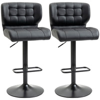 HOMCOM - Tabourets de bar réglables avec repose-pieds et dossier - noir - paquet de 2-Emballé par lot de 2 pour un look coordonné 
