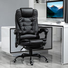 Vinsetto - Chaise de bureau de massage à vibrations 7 points avec roulettes pivotantes - noir-Accordez‑vous une pause : inclinaison généreuse à 155 degrés avec repose‑pieds pour vous étirer pleinement