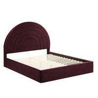 Modway - Solana Arqué Performance Velvet Lit plateforme Queen, Mûrier-Sellerie en velours Performance résistante aux taches