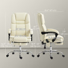 Vinsetto - Fauteuil de bureau exécutif avec massage - blanc-Faites une pause et détendez‑vous avec une inclinaison jusqu’à 135 degrés et un repose‑pieds escamotable