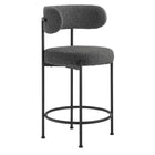 Modway - Albie Tissu Boucle Tabourets de comptoir Ensemble de 2 - Noir charbon-Capacité de poids : 330 lb.