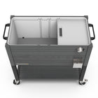 Permasteel - Glacière de patio roulante 80 pintes effet grain de bois avec séparateur - grise-Le bouchon de drainage permet de vider facilement la glace fondue et l’excès d’eau.
