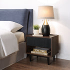 Manhattan Comfort - Ensemble de 2 tables Duane style milieu du siècle : table d’appoint et table basse - brun foncé et noir-Table d’appoint : comprend 1 tiroir à extension totale et 1 étagère ouverte fine